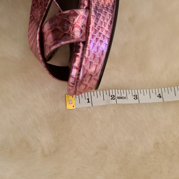 NWOT Metallic Snakeskin Barbiecore Platform Block Heel in Pink, size 7.5 - Picture 9 of 9